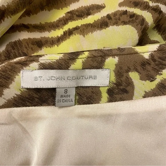St. John Couture Ecru & Toffee Ribbon Embroidered Jacket US 4, Skirt US 8